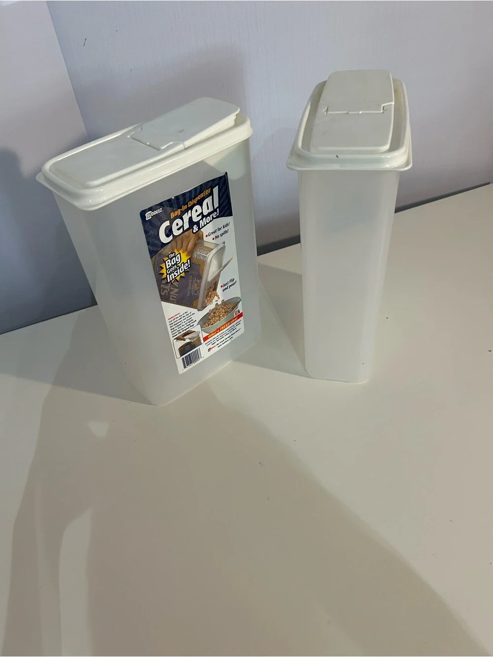 2 Food Storage Dispensers- set of 2 - White- cereal dispensers and more